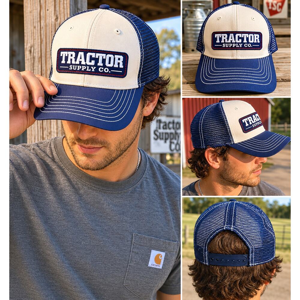 Tractor Supply Co Blue White Trucker Hat Mesh Snapback OSFM